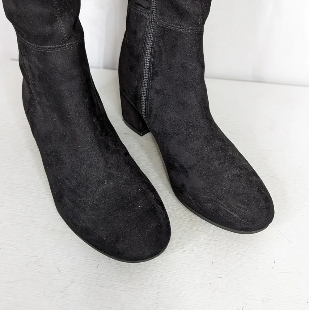 Marc Fisher Inspect Faux Leather Over the Knee Block Heel Boots Size 6.5
